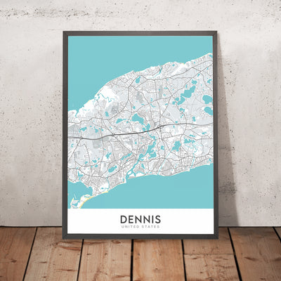 Mapa de la ciudad moderna de Dennis, MA: Dennis Village, East Dennis, Dennis Port, West Dennis, South Dennis