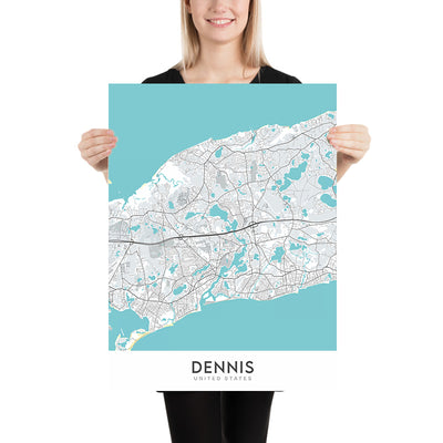 Moderner Stadtplan von Dennis, MA: Dennis Village, East Dennis, Dennis Port, West Dennis, South Dennis