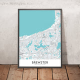 Moderne Stadtkarte von Brewster, MA: Cape Cod National Seashore, Nickerson State Park, Route 6A, Route 28, Scargo Lake 