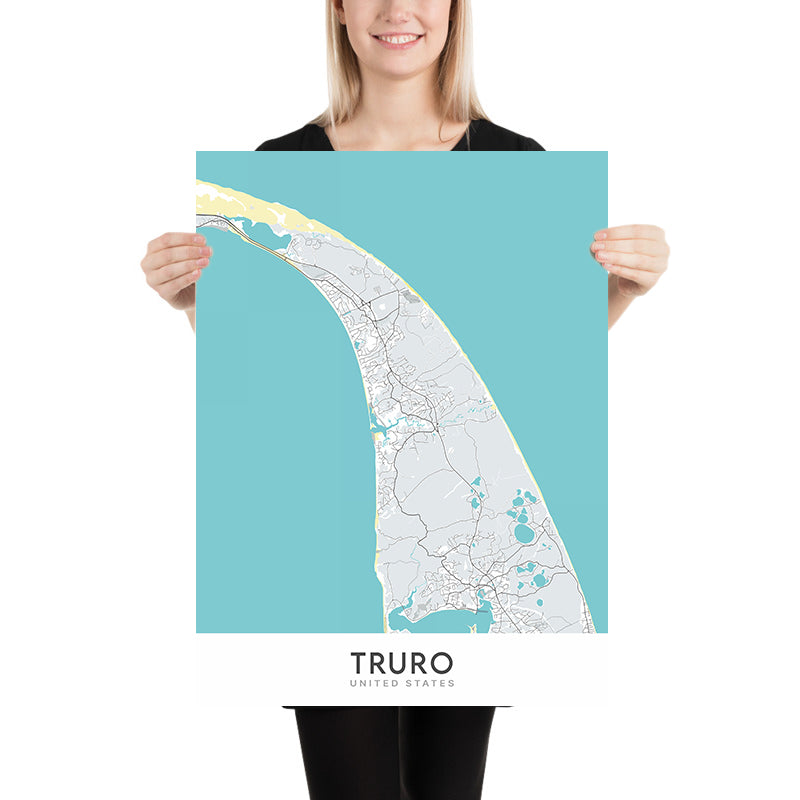 Modern City Map of Truro, MA: Truro Center, North Truro, South Truro, East Truro, West Truro