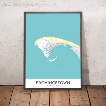 Moderne Stadtkarte von Provincetown, MA: Pilgerdenkmal, Race Point Beach, Herring Cove Beach, Long Point Lighthouse, Route 6 