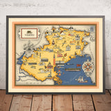Antigua mapa de Veneto por De Agostini, 1938: Región de Prosecco, Venecia, Verona, Padua, Vicenza, Dolomitas 