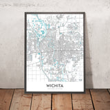 Plan de la ville moderne de Wichita, KS : College Hill, Delano, centre-ville, gardien des plaines, Wichita State University