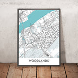 Moderne Stadtkarte von Woodlands, Singapur: Republic Polytechnic, Waterfront Park, Admiralty Park, Gesundheitscampus, Singapore Sports School 