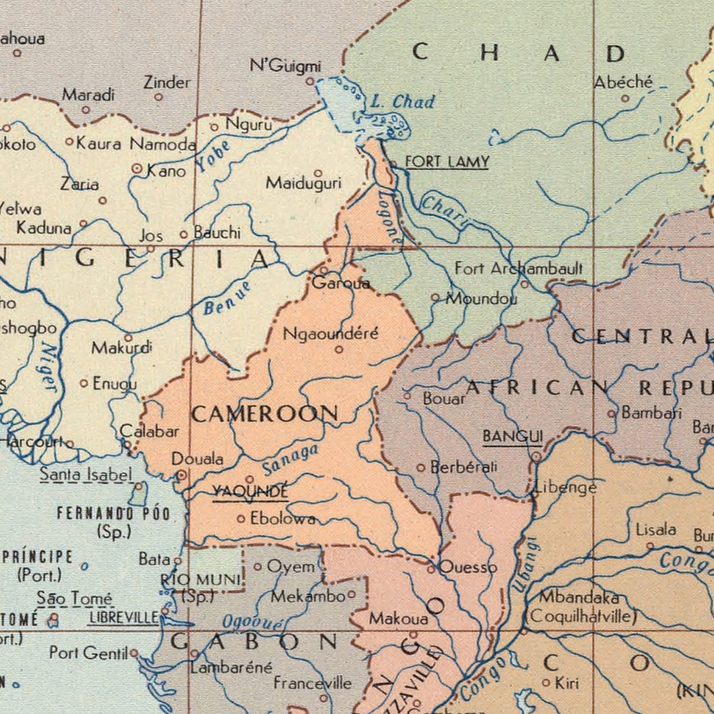 Karte der Alten Welt: Politische Karte Afrikas vom polnischen Topographiedienst der Armee, 1967: Eine Momentaufnahme des geopolitischen Klimas, des detaillierten künstlerischen Stils und der genauen kartografischen Projektion