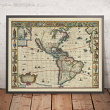 Rara Mappa Antica dell'America di John Speed, 1626: California come Isola, Prime Colonie, Plymouth, Virginia 