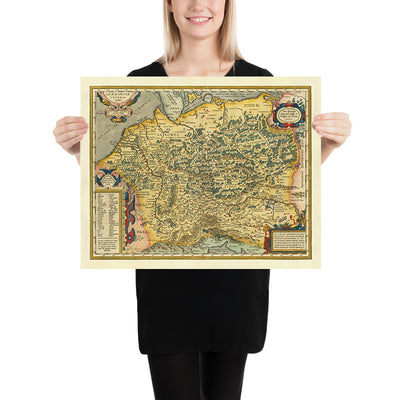 Ancienne carte de l'Allemagne ancienne et de l'Europe du Nord par Abraham Ortelius, 1624 : Germanie, Scandinavie, tribus germaniques
