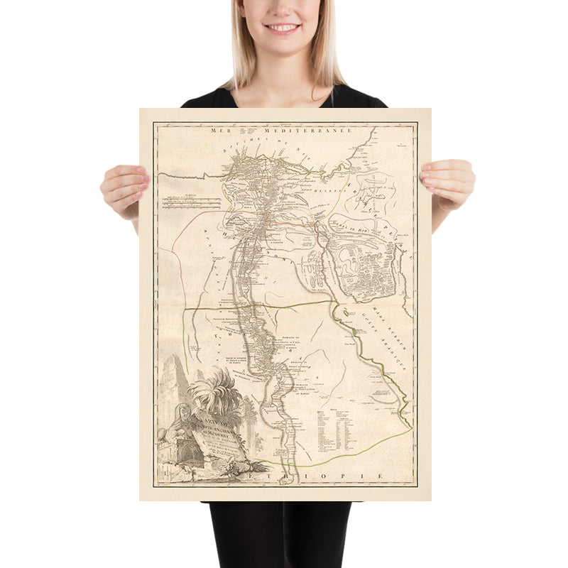 Old Map of Ancient Egypt by Delamarche, 1757: Nile, Pyramids, Sphinx ...