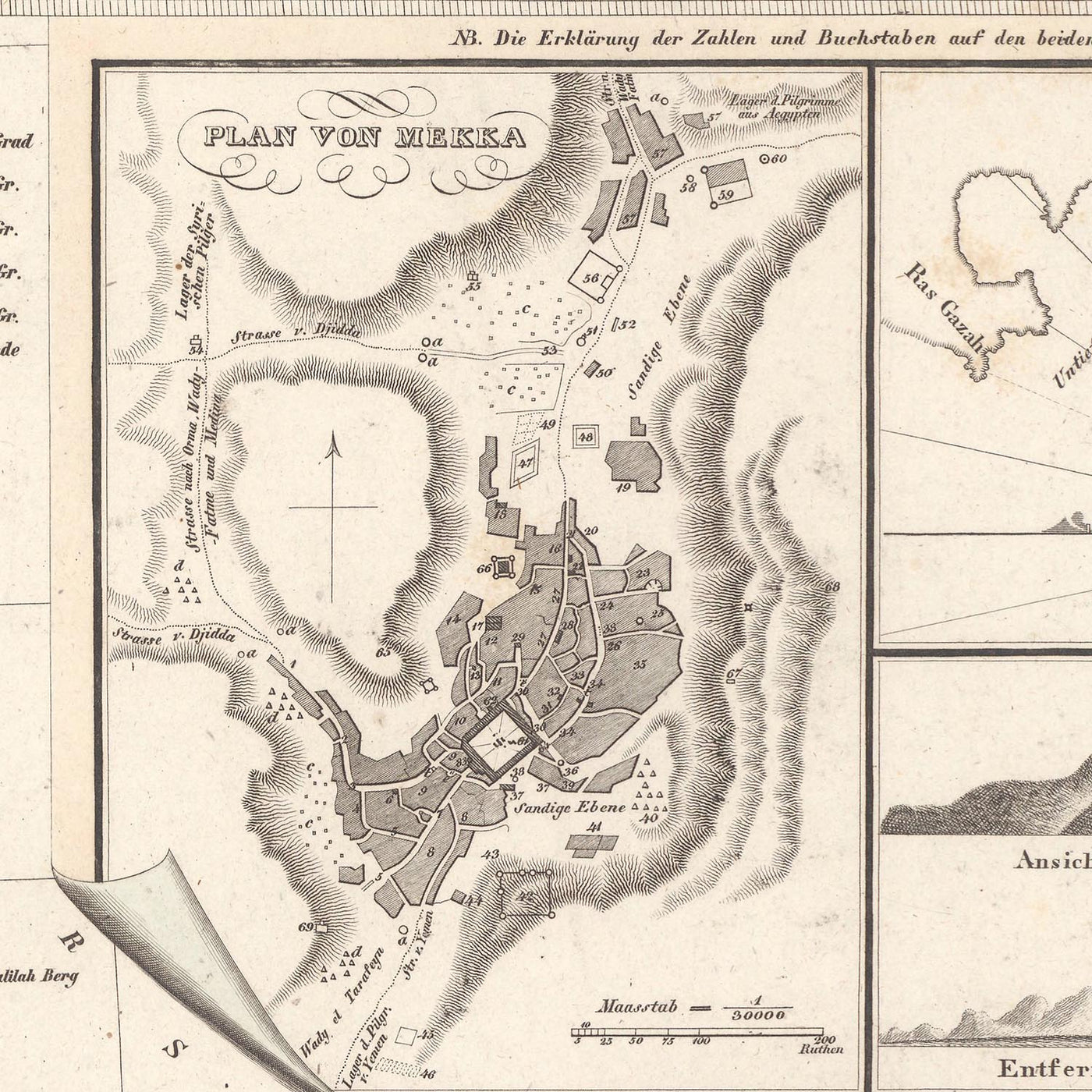 Ancienne carte rare de la péninsule arabique par Perthes, 1835 : Première carte de Dubaï, du Koweït, d'Abou Dabi ; La Mecque, mer Rouge 
