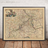 Ancienne carte de l'archevêché de Trèves par Visscher, 1690 : Coblence, Bitburg, Cochem, Mayence, Moselle