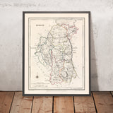 Mappa antica della contea di Armagh di Samuel Lewis, 1844: Lurgan, Portadown, Markethill, Keady, Tandragee 