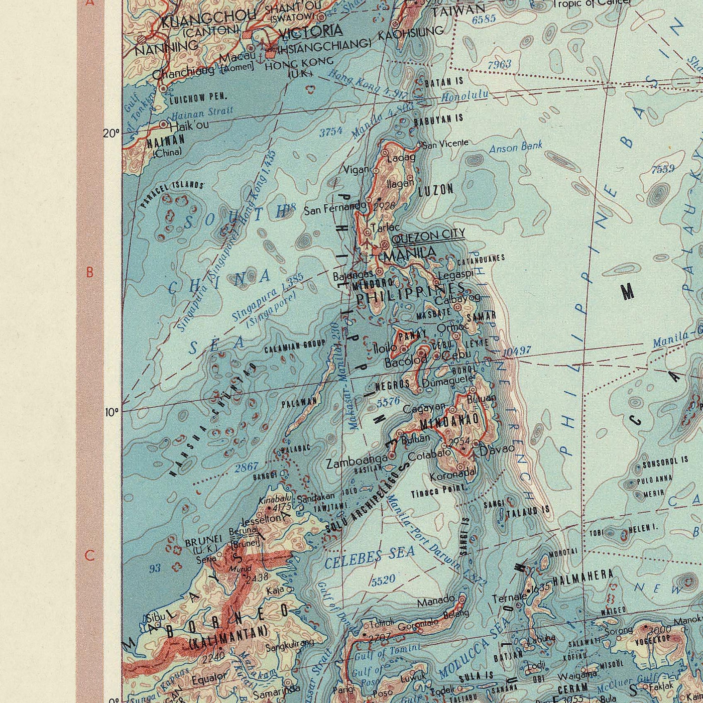 Mapa antiguo de Australia y Oceanía, 1967: Nueva Zelanda, Borneo, Polinesia, Micronesia, Hawái, Islas del Pacífico 