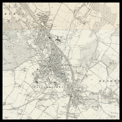 Personalised Old Map of Watford