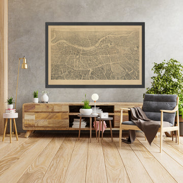 Vecchia mappa pittorica di Londra di Henry Banks, 1851: "Una vista in pallone" di Buckingham Palace, St Paul, il Parlamento, Hyde Park, ecc. 