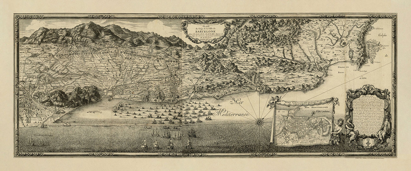 French Siege of Barcelona by Beaulieu, 1697: Montjuïc, Naval Forces, French Camps