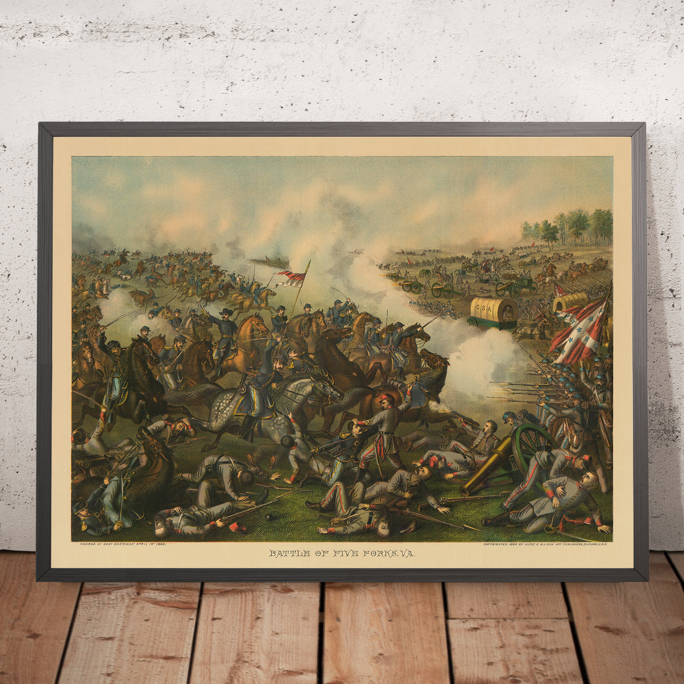 Batalla de Five Forks, Virginia, por Kurz y Allison, 1886