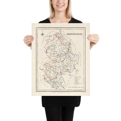 Old Map of Bedfordshire by Samuel Lewis, 1844: Luton, Dunstable, Leighton Buzzard, Biggleswade, Ampthill