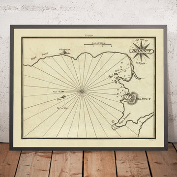 Carte nautique du Vieux Port de Beyrouth par Heather, 1802 : Liban, Syrie, sondages détaillés 