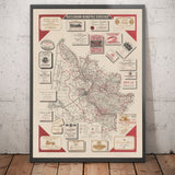 Mappa Antica della Vigna di Bordeaux nel 1948 - Garonna, Pessac, Blanquefort, Carbon-Blanc, Libourne 