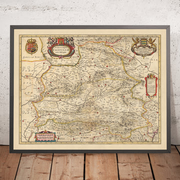 Mappa antica della Vecchia e Nuova Castiglia, Spagna di Visscher, 1690: Madrid, Valencia, Siviglia, Saragozza, Murcia 