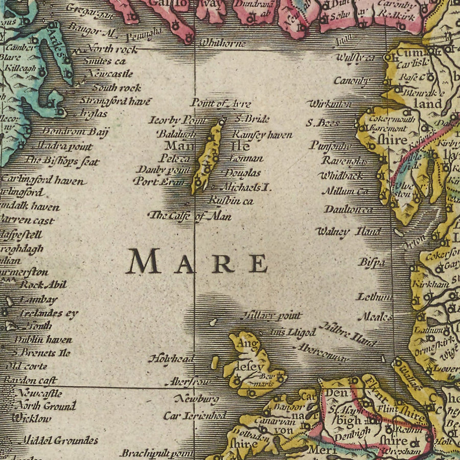 Old County Map of the British Isles by Blaeu, 1665: English, Welsh, Scottish and Irish Counties and Cities