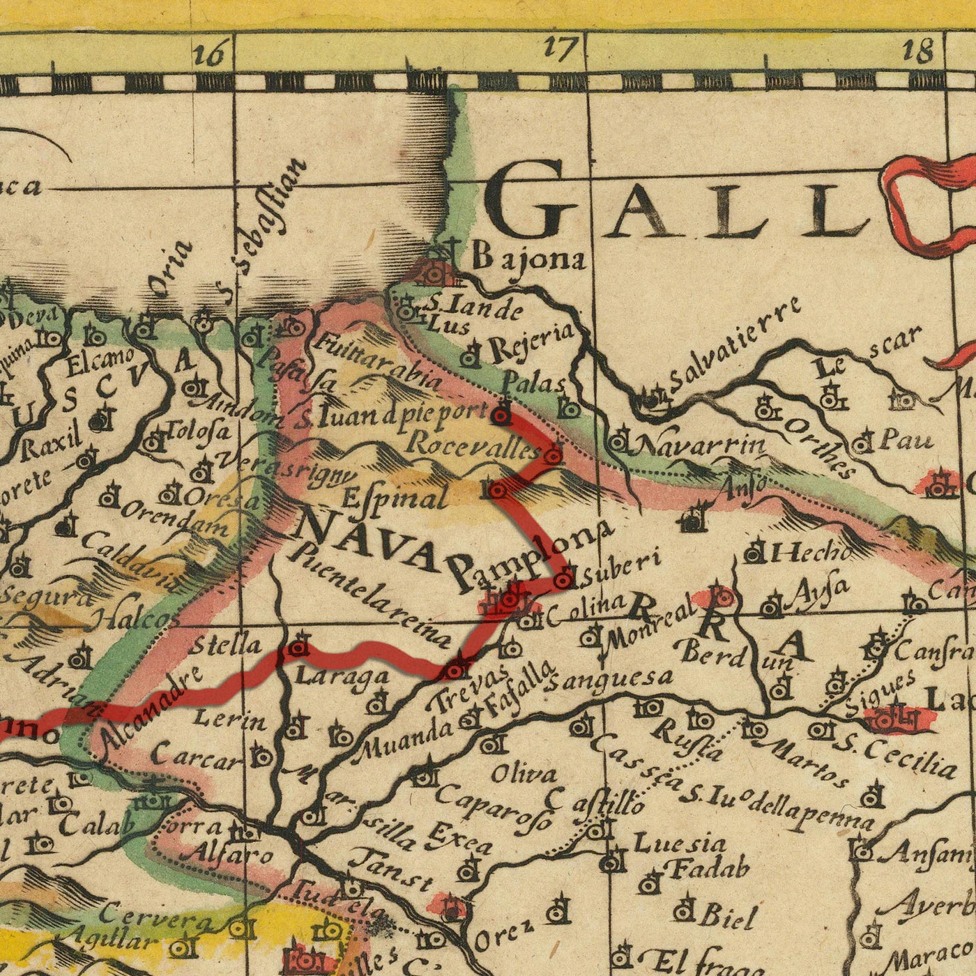 Old Camino de Santiago Route Map by The Unique Maps Co & Jansson: Spain, Portugal, Pyrenees, Camino Francés