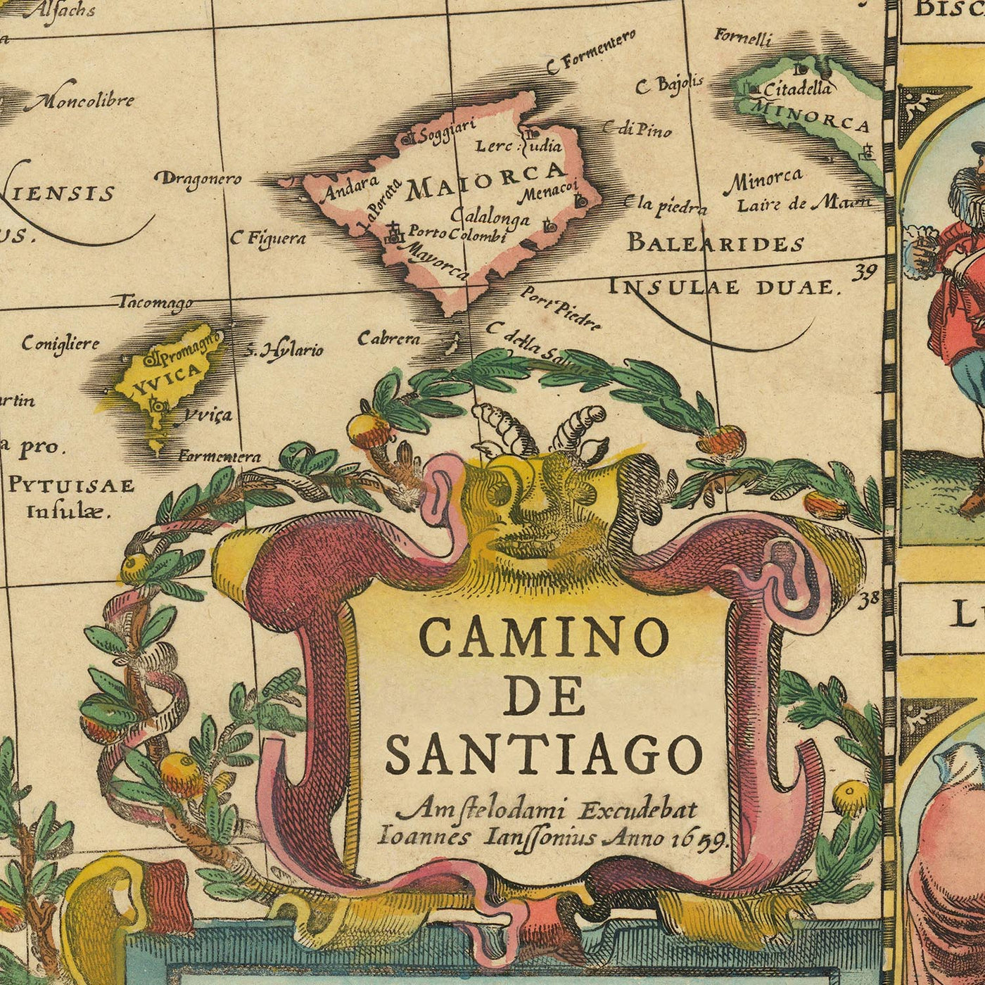Old Camino de Santiago Route Map by The Unique Maps Co & Jansson: Spain, Portugal, Pyrenees, Camino Francés