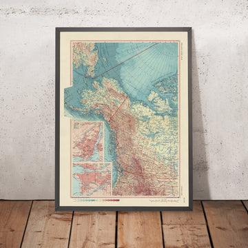 Mapa antiguo de Canadá Occidental, 1967: Montreal, Vancouver, Yukón, Territorios del Noroeste, Columbia Británica, Alaska 