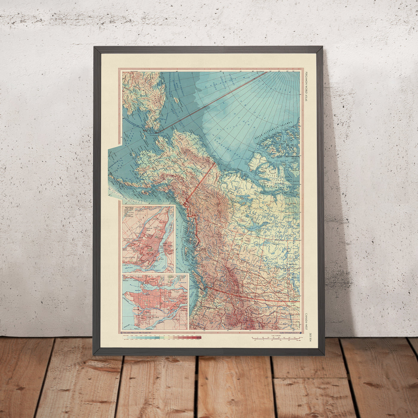 Alte Karte von Westkanada vom Polish Army Topography Service, 1967: Montreal, Vancouver, Yukon-Territorium, Nordwest-Territorien, British Columbia