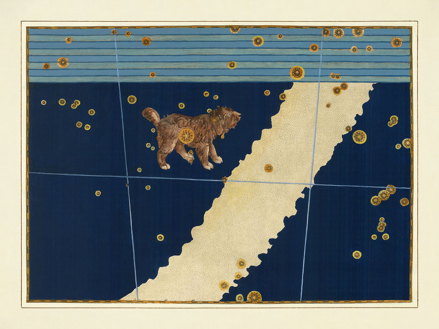Old Star Map of Canis Minor (Little Dog) by Johann Bayer, 1603 - Celestial Constellation Chart
