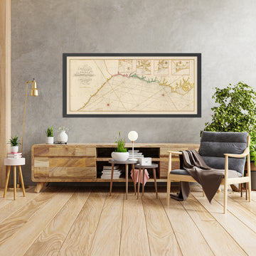 Antigua carta costera de las Carolinas, Georgia y Este de Florida por Heather, 1799: Savannah, Charleston, Corriente del Golfo 