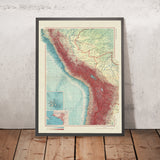 Old Map of Central Andes, 1967: Central Andes, Galapagos Islands, Lima, Peru