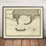 Vecchia Civitavecchia, Italia Carta Nautica di Heather, 1802: Porto, Castello, Faro 