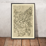 Old Map of Corsica by Bertelli, 1562: Ancient Atlas, Bastia, Bonifacio, Elegant Sailboats, Cultivated Fields
