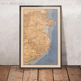 Mappa antica della Costa Brava di Dolcet nel 1950 - Girona, Figueres, Tossa de Mar, Lloret de Mar, Blanes 