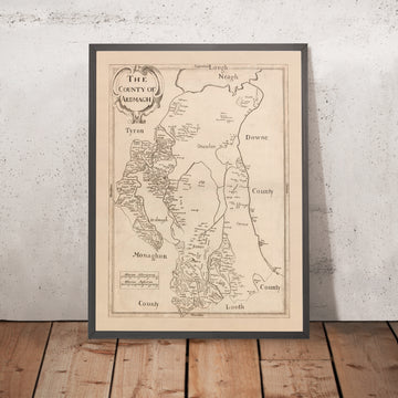 Old Map of County Armagh by Petty, 1685: Armagh, Lough Neagh, Charlemont, Portadown, Lurgan