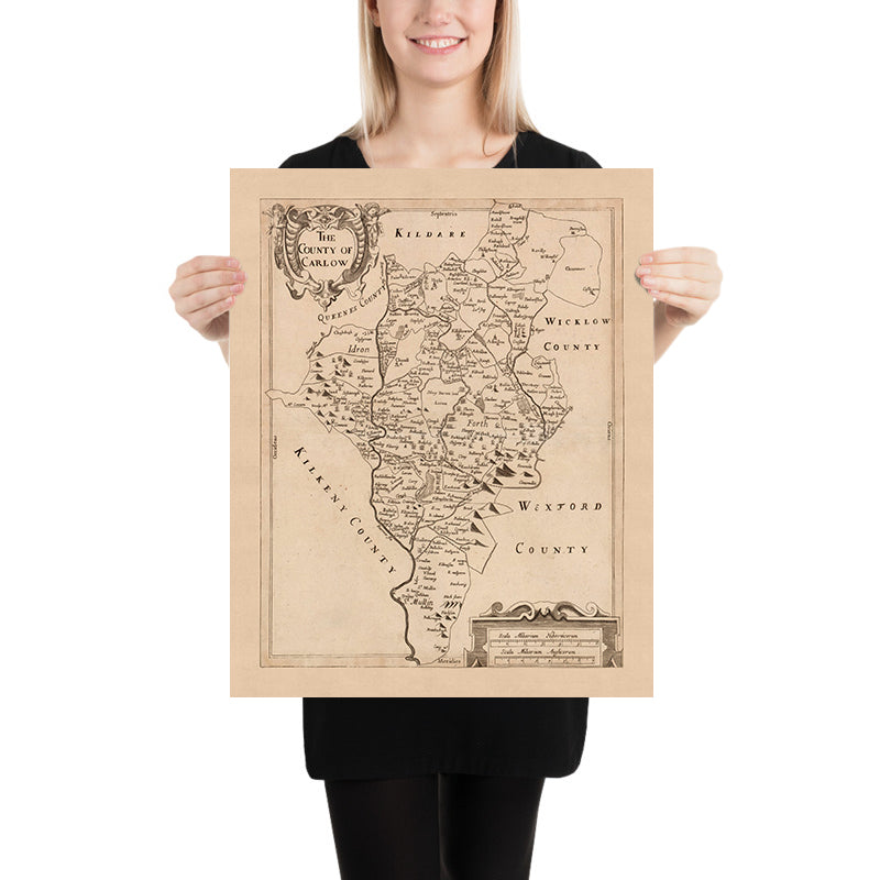 Old Map of County Carlow: Petty, 1685: Carlow, Tullow, Leighlinbridge, Hacketstown, Borris