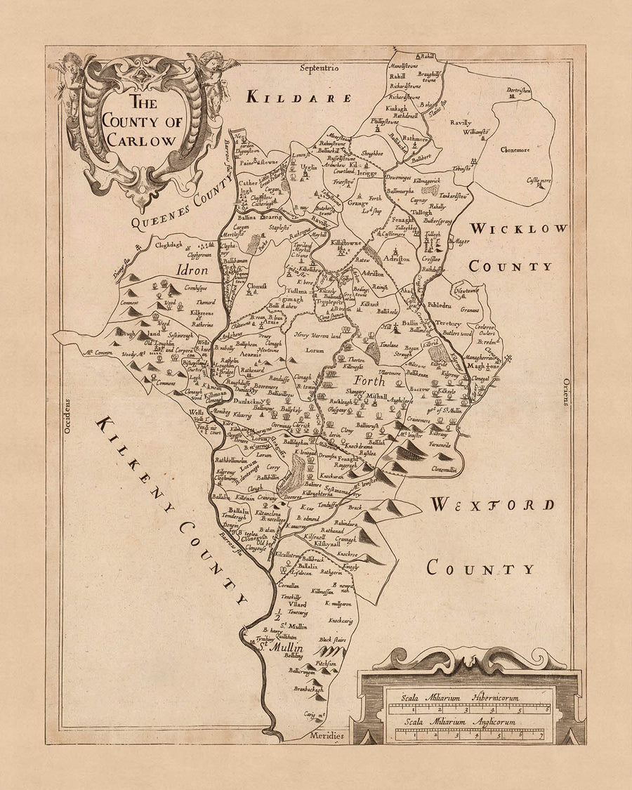 Old Map of County Carlow: Petty, 1685: Carlow, Tullow, Leighlinbridge, Hacketstown, Borris