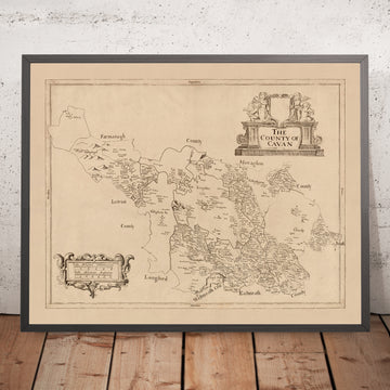 Alte Karte des County Cavan von Petty, 1685: Cavan, Belturbet, Killeshandra, Virginia, Cootehill 