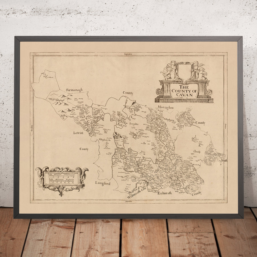 Vecchia mappa della contea di Cavan di Petty, 1685: Cavan, Belturbet, Killeshandra, Virginia, Cootehill 
