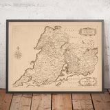 Mapa antiguo del condado de Clare por Petty, 1685: Castillo de Bunratty, Acantilados de Moher, The Burren, Loop Head, Kilrush