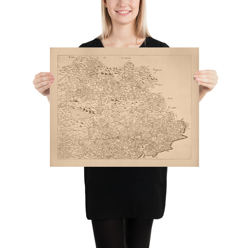 Mappa antica della contea di Cork di Petty, 1685: Kinsale, Bandon, Clonakilty, Bantry, Skibbereen 