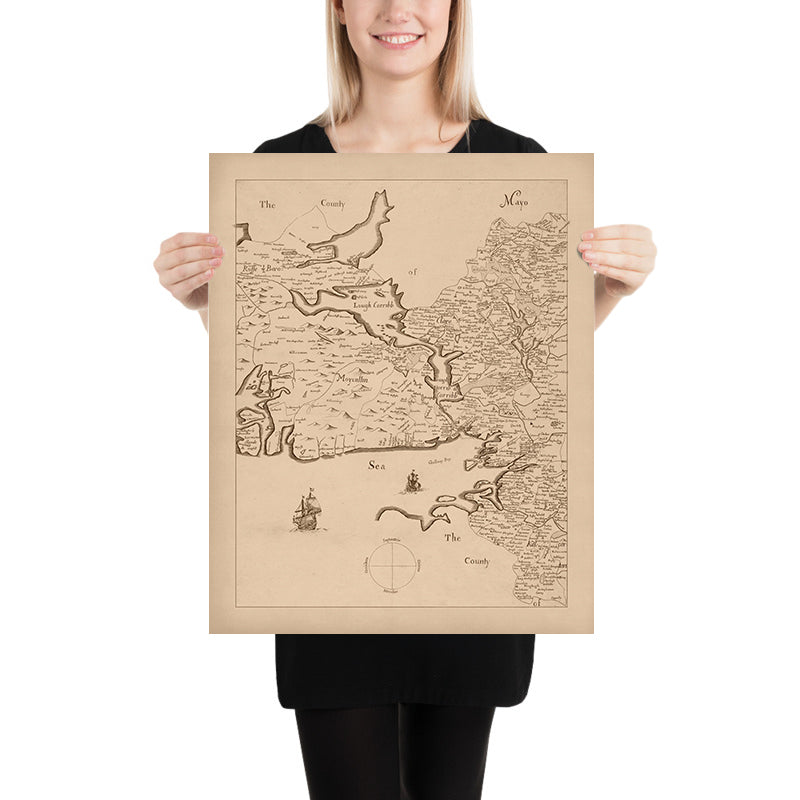 Old Map of County Galway, 1685: Galway, Connemara, Lough Corrib, Kylemore Abbey, Aran Islands