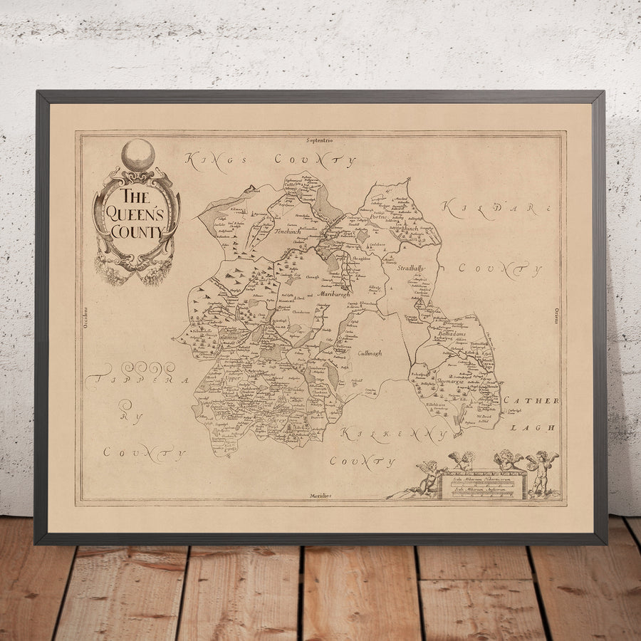 Mappa antica della contea di Laois di Petty, 1685: Abbeyleix, Athy, Castlecomer, Durrow, Mountmellick 