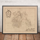 Ancienne carte du comté de Laois par Petty, 1685 : Abbeyleix, Athy, Castlecomer, Durrow, Mountmellick
