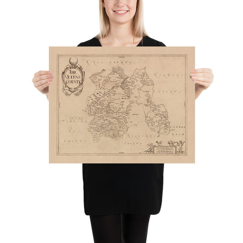 Mappa antica della contea di Laois di Petty, 1685: Abbeyleix, Athy, Castlecomer, Durrow, Mountmellick 
