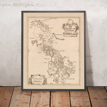 Alte Karte des County Leitrim von Petty, 1685: Carrick-on-Shannon, Jamestown, Ballinamore, Mohill, Carrigallen, Down Survey 