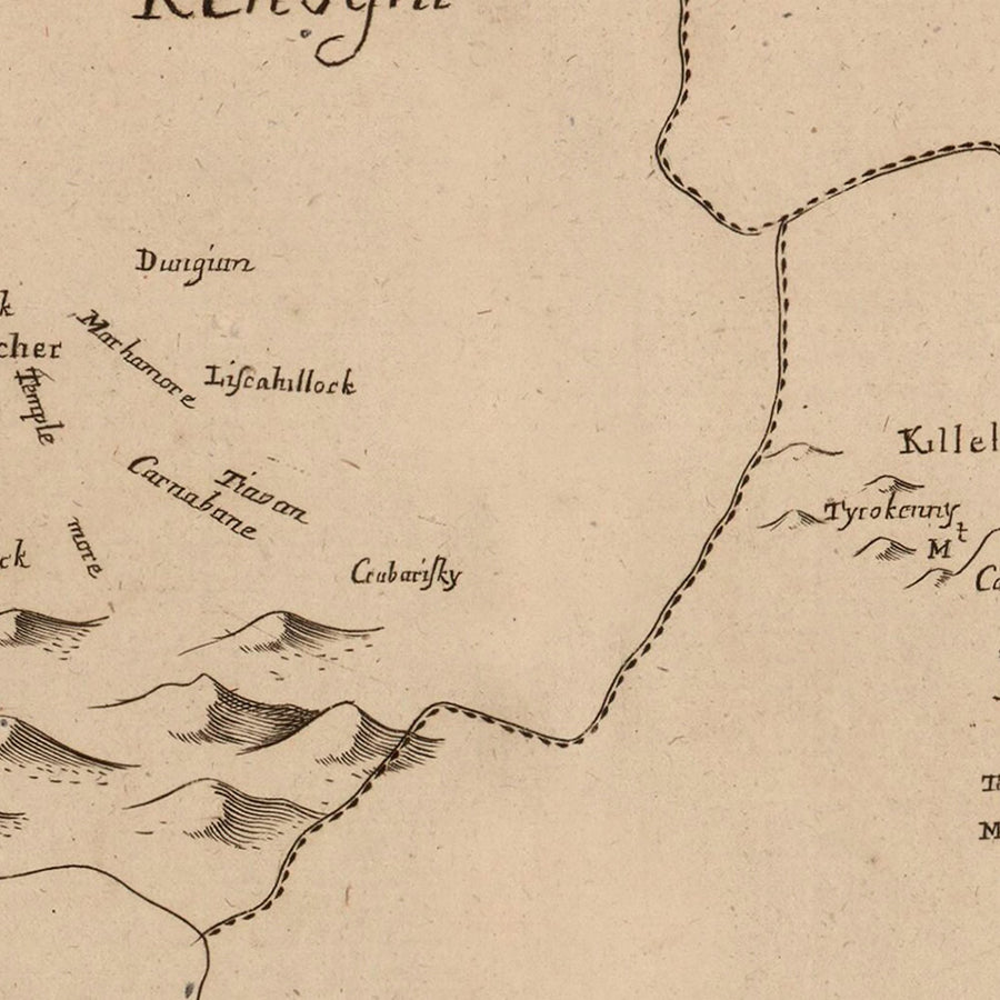 Old Map of County Londonderry by Petty, 1685: Ballymoney, Portrush, Coleraine, Limavady, Downhill Demesne, Roe Valley