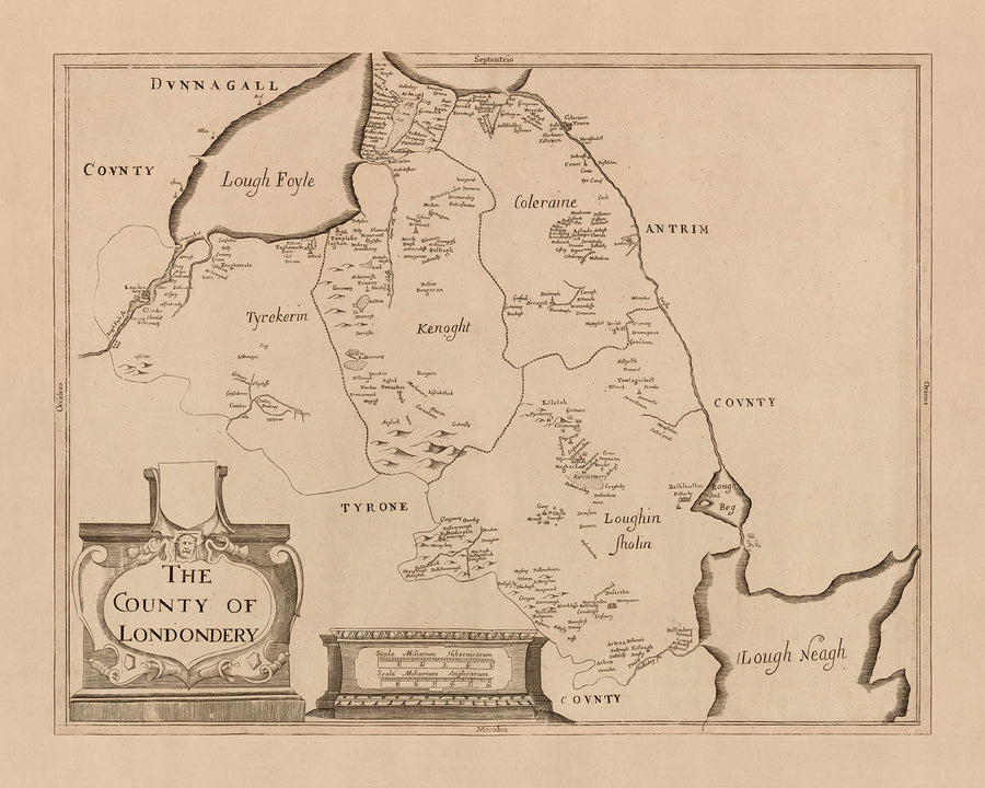 Old Map of County Londonderry by Petty, 1685: Ballymoney, Portrush, Coleraine, Limavady, Downhill Demesne, Roe Valley