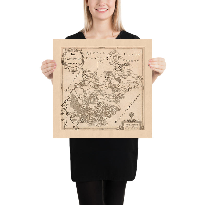 Old Map of County Longford by Petty, 1685: Kenagh, Lanesborough, Ballymahon, Edgeworthstown, Abbeyshrule